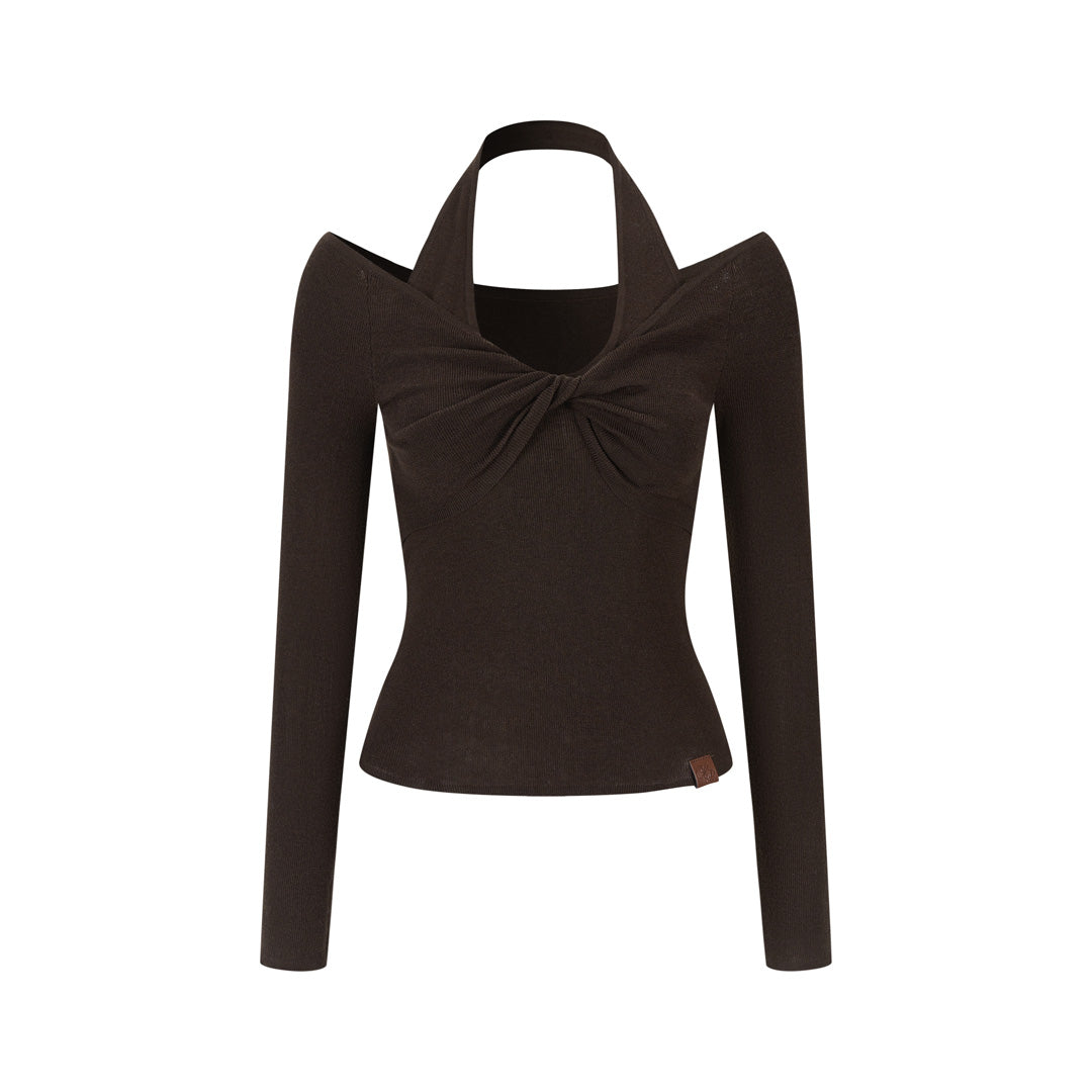 VIA PITTI VIAAK949 Woolen off shoulder long sleeved fabric top