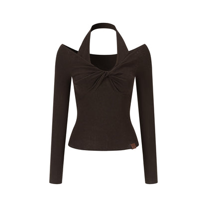 VIA PITTI VIAAK949 Woolen off shoulder long sleeved fabric top