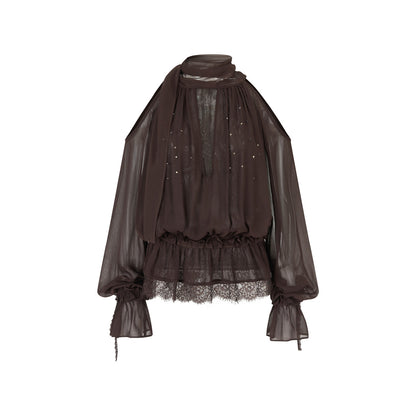 VIA PITTI VIAATP823 Elegant mesh ribbon long sleeved top