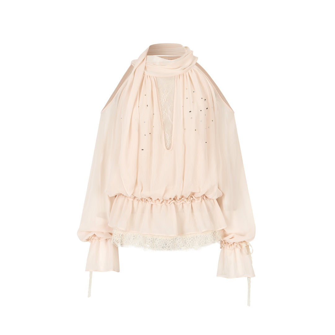 VIA PITTI VIAATP823 Elegant mesh ribbon long sleeved top