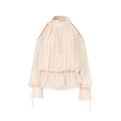 VIA PITTI VIAATP823 Elegant mesh ribbon long sleeved top