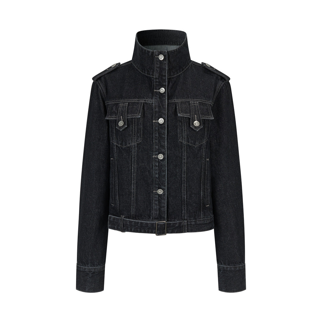 VIA PITTI VIAAC857 Stand up collar denim jacket