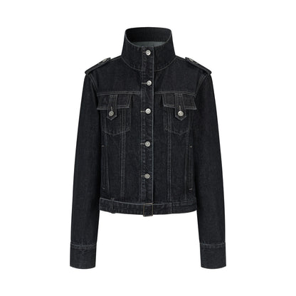 VIA PITTI VIAAC857 Stand up collar denim jacket