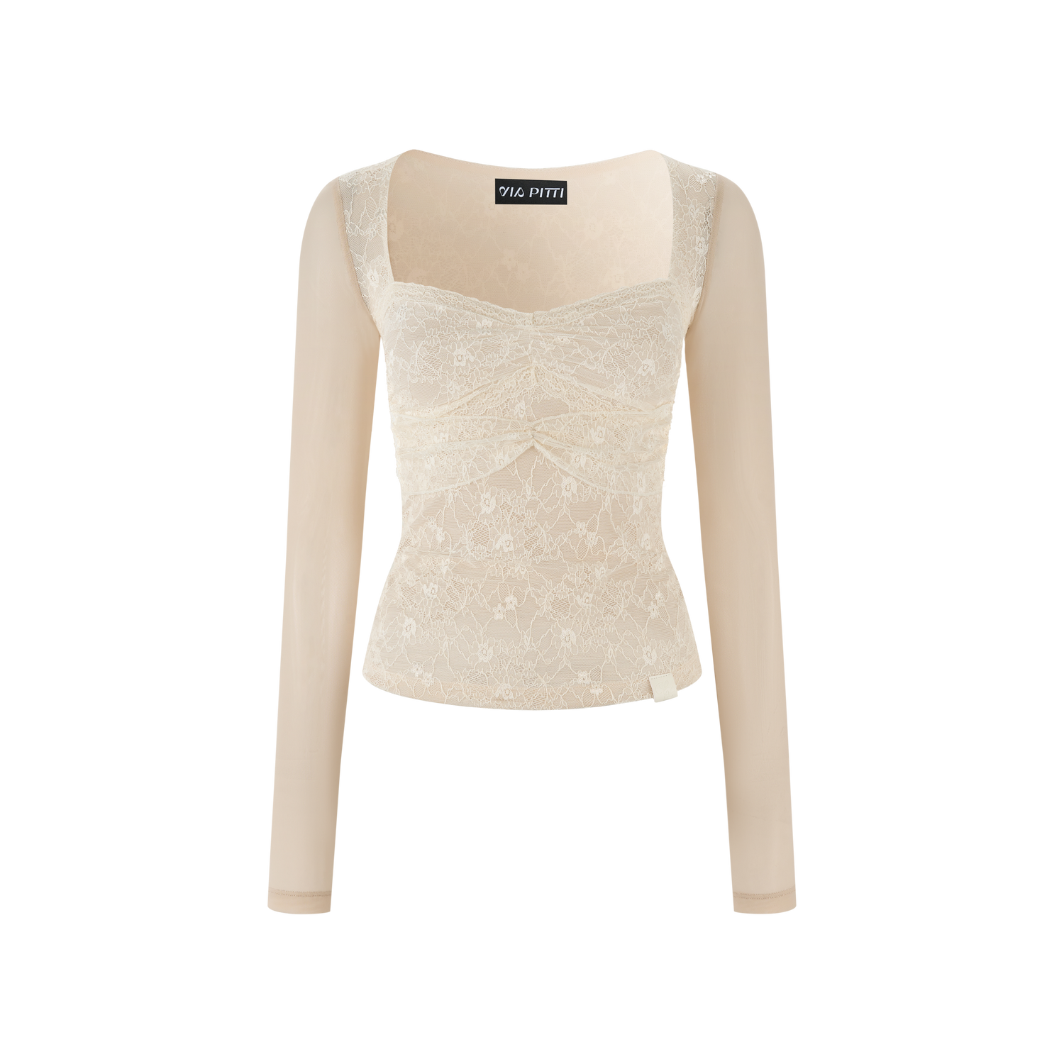 VIA PITTI VIAATP851 Lace mesh splicing slim fit long sleeved T