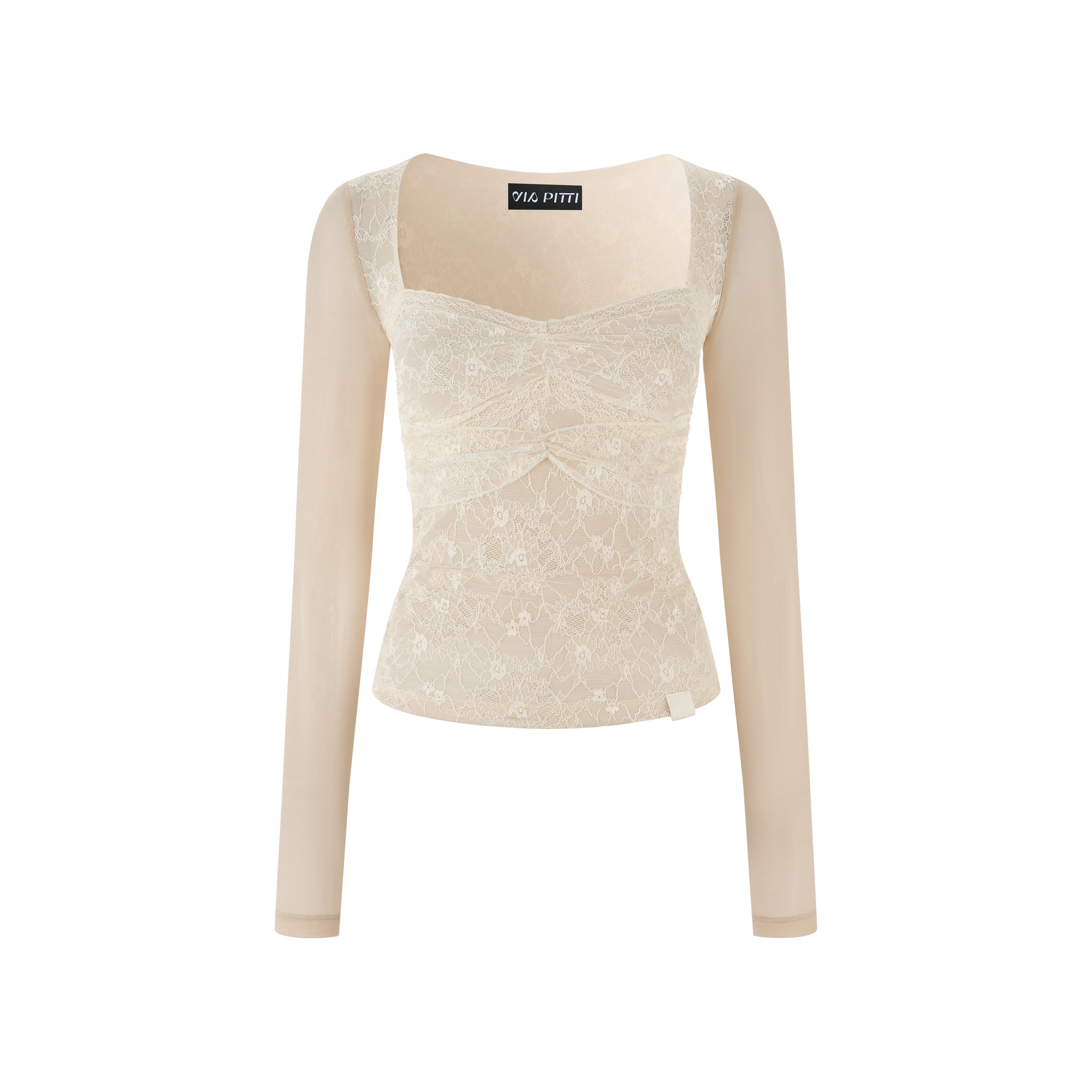 VIA PITTI VIAATP851 Lace mesh splicing slim fit long sleeved T
