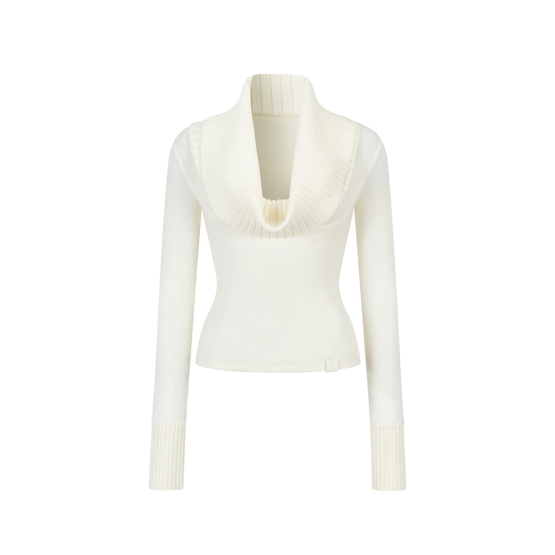 VIA PITTI VIAATP808 Splicing off shoulder long sleeved T-shirt