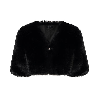 JYOSEI Black fur short sleeved shirt