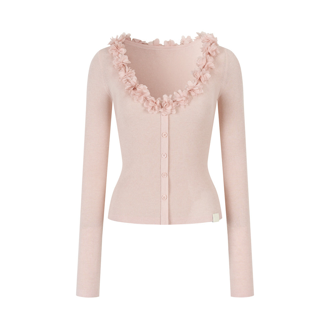 VIA PITTI VIAAK873 3D flower mulberry silk wool woven base top