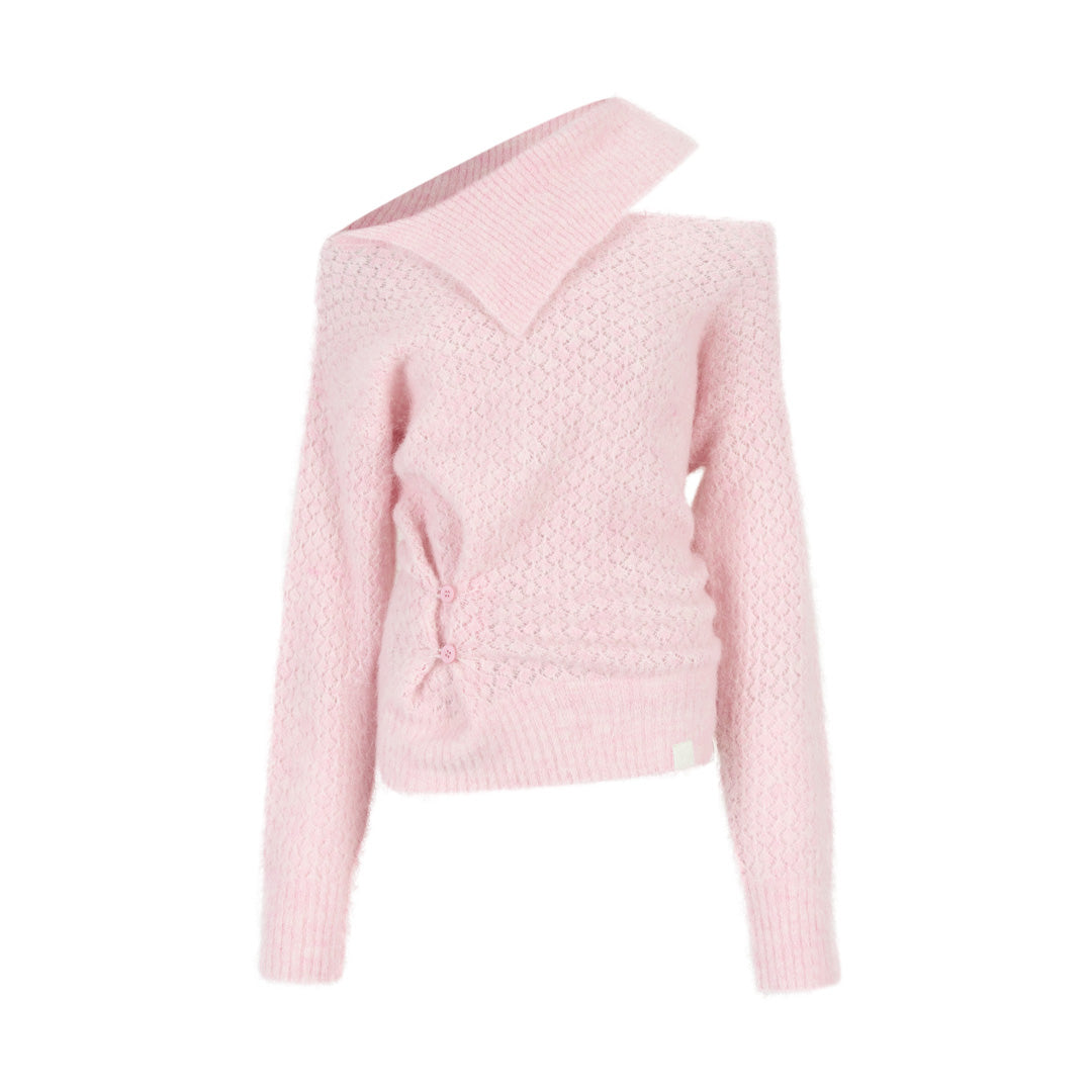 VIA PITTI VIAAK876 Off shoulder design with hollowed out alpaca wool sweater