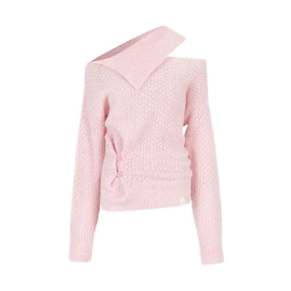 VIA PITTI VIAAK876 Off shoulder design with hollowed out alpaca wool sweater