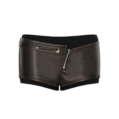 JYOSEI Fake two piece leather shorts