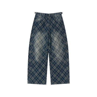 VIA PITTI VIAATP790 Grid denim gradient washed denim pants