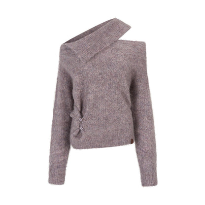 VIA PITTI VIAAK876 Off shoulder design with hollowed out alpaca wool sweater