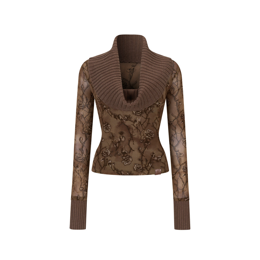 VIA PITTI VIAATP808 Splicing off shoulder long sleeved T-shirt