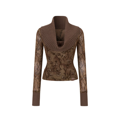 VIA PITTI VIAATP808 Splicing off shoulder long sleeved T-shirt