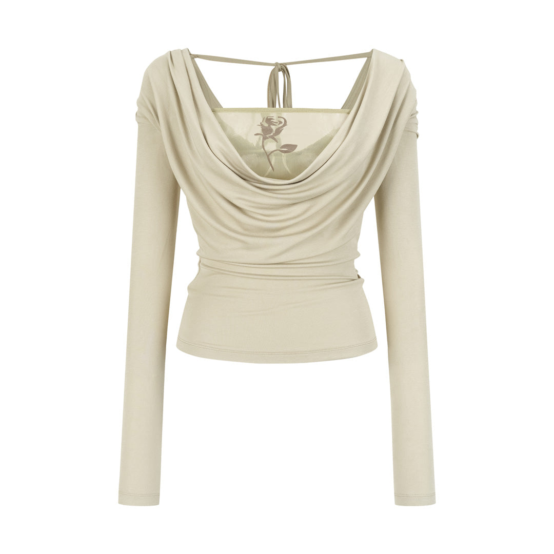 VIA PITTI VIAATP882 Mesh Rose Double Wear Long Sleeve T