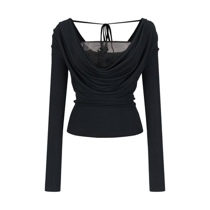VIA PITTI VIAATP882 Mesh Rose Double Wear Long Sleeve T