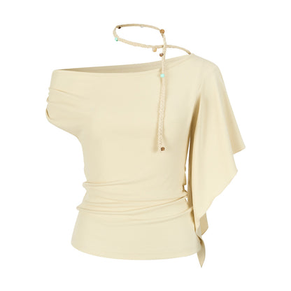VIA PITTI VIAAT886 Irregular flowing short sleeved T-shirt