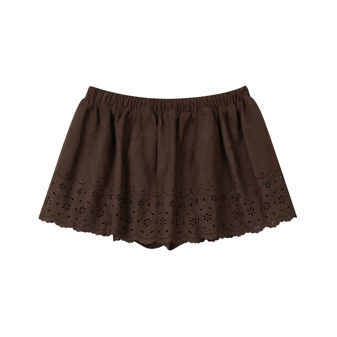 VIA PITTI VIADS702 Embroidered suede skirt