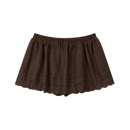 VIA PITTI VIADS702 Embroidered suede skirt