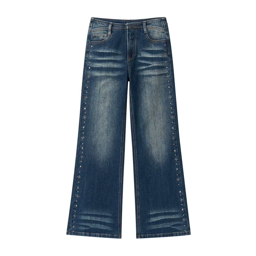 VIA PITTI VIADP763 Rivet decoration washed denim pants