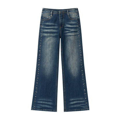 VIA PITTI VIADP763 Rivet decoration washed denim pants
