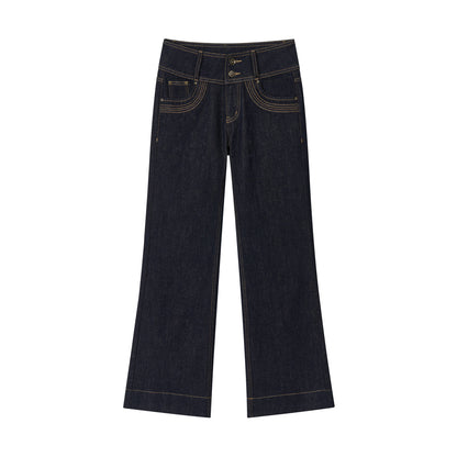 VIA PITTI VIADP746 Rivet decorated wide waisted denim pants