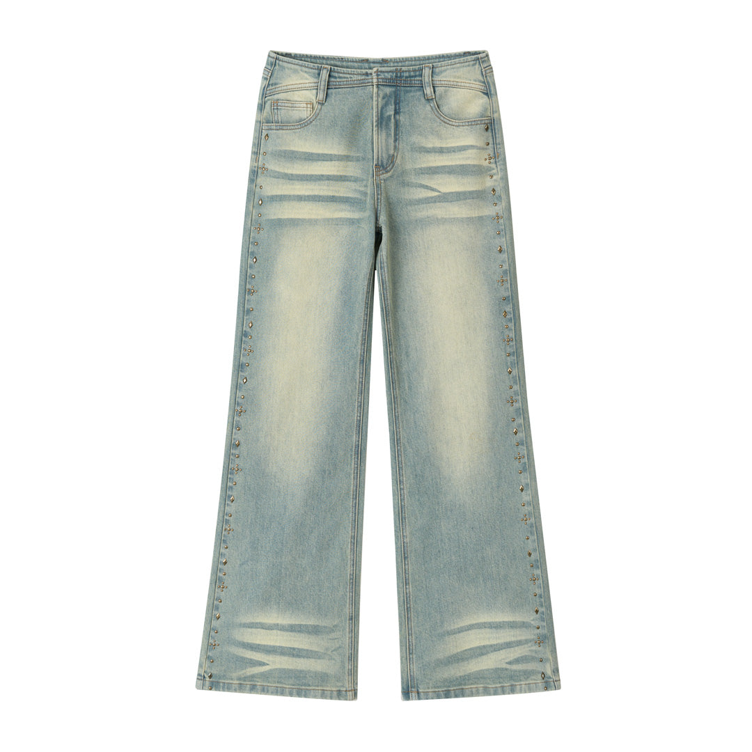 VIA PITTI VIADP763 Rivet decoration washed denim pants