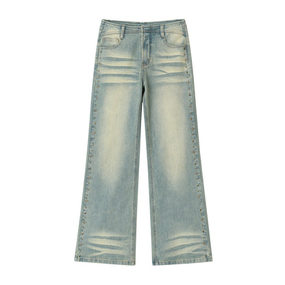 VIA PITTI VIADP763 Rivet decoration washed denim pants