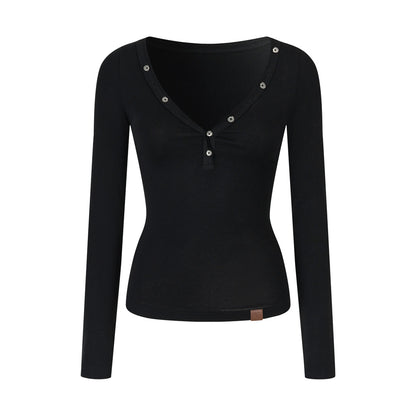 VIA PITTI VIADTP729 Button decoration round neck base T