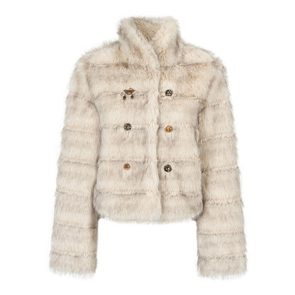 VIA PITTI VIADC728 Button decoration fur coat