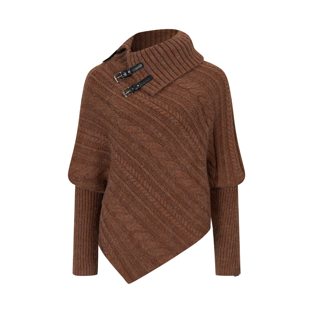 VIA PITTI VIADK739 Leather buckle high neck irregular thickened version cloak sweater