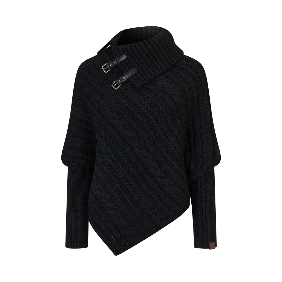 VIA PITTI VIADK739 Leather buckle high neck irregular thickened version cloak sweater