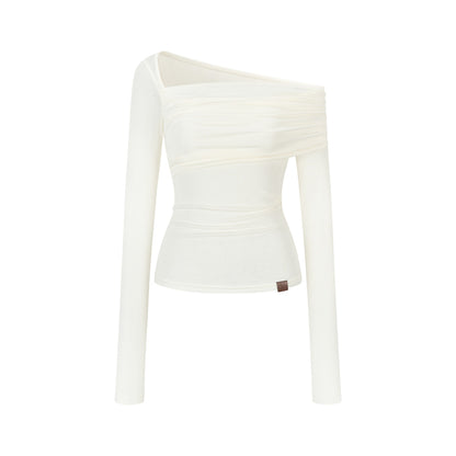 VIA PITTI VIADTP667 Irregular off shoulder long sleeved T-shirt