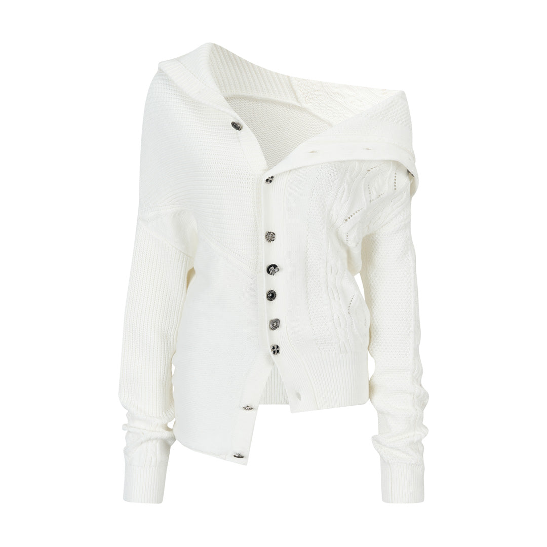 VIA PITTI VIADK749 High necked irregular button woolen jacket