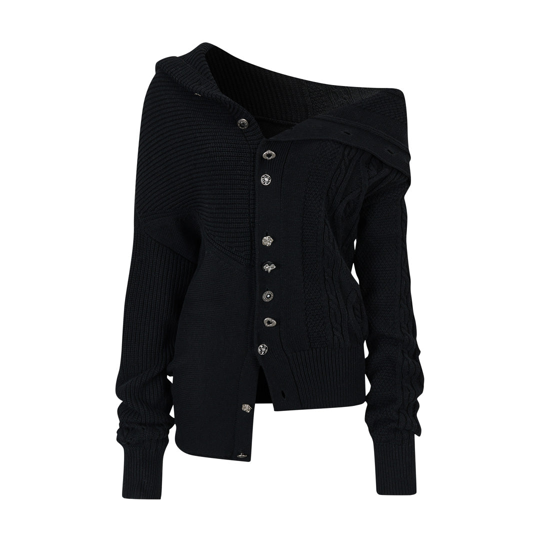 VIA PITTI VIADK749 High necked irregular button woolen jacket