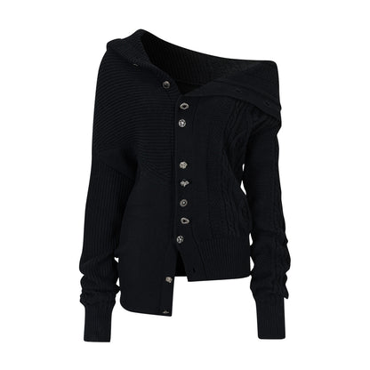 VIA PITTI VIADK749 High necked irregular button woolen jacket