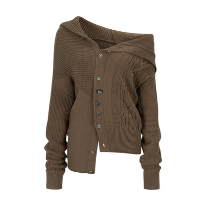 VIA PITTI VIADK749 High necked irregular button woolen jacket