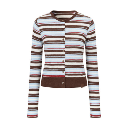 VIA PITTI VIADK756 Contrasting striped woolen cardigan