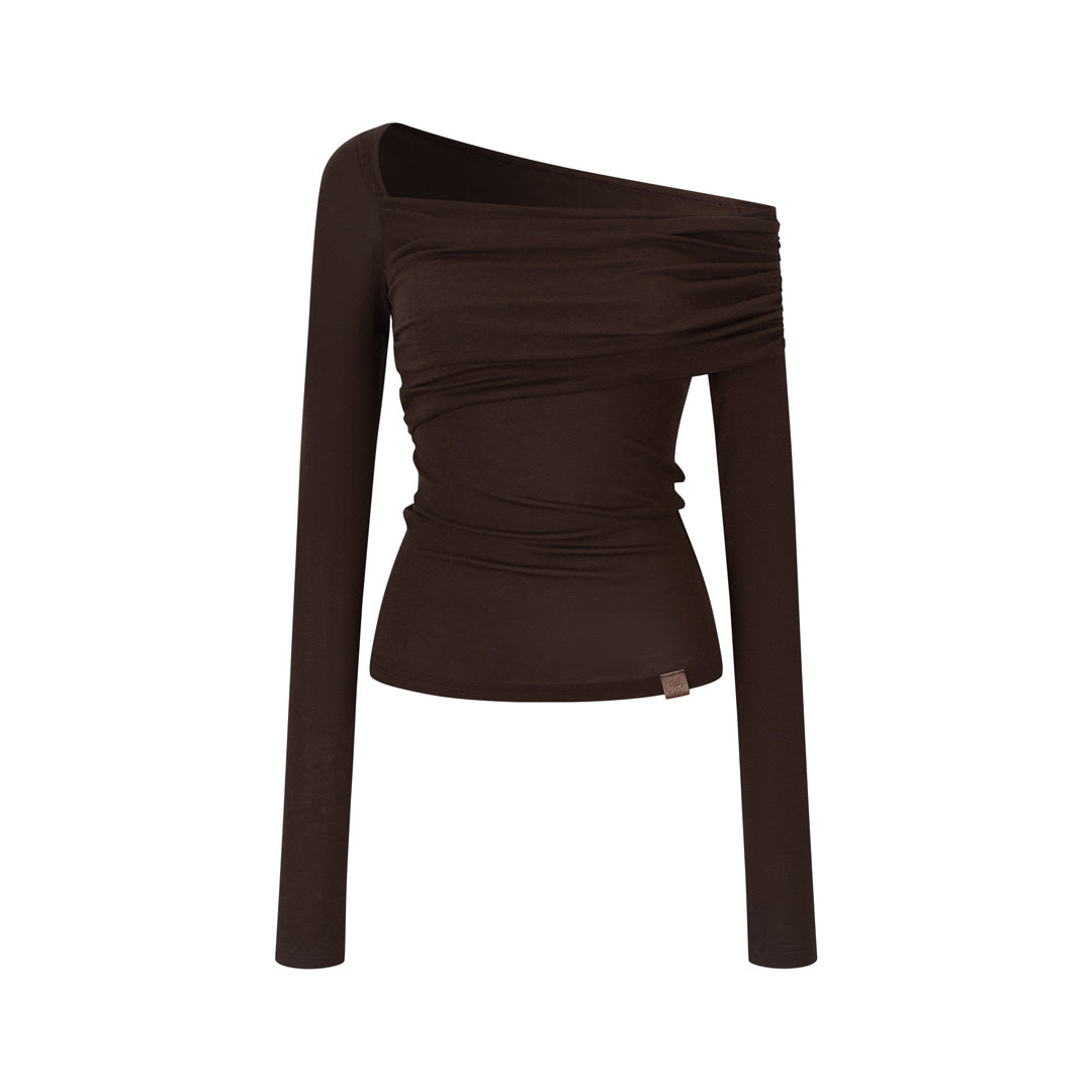 VIA PITTI VIADTP667 Irregular off shoulder long sleeved T-shirt