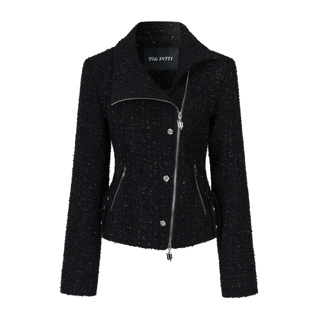 VIA PITTI VIADC731 Rose button decoration high neck jacket