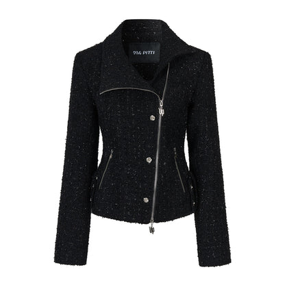 VIA PITTI VIADC731 Rose button decoration high neck jacket