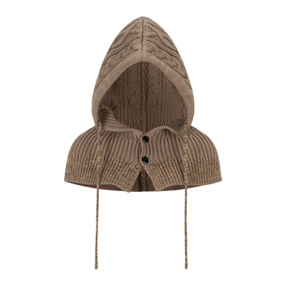 VIA PITTI VIADK777&amp;VIADK774 Leather buttoned woolen cardigan + hooded cloak set