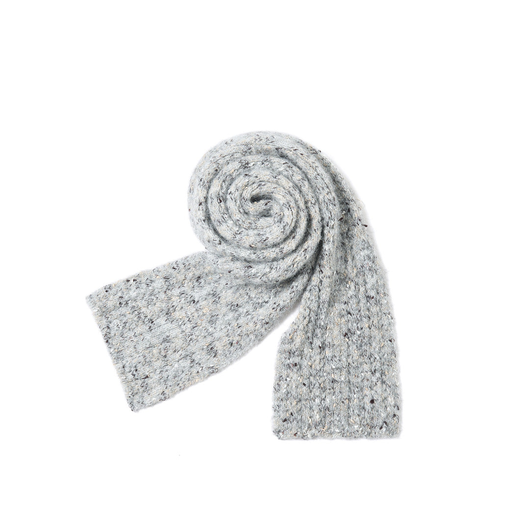 VIA PITTI VIADK783 Off shoulder mixed color woolen sweater + scarf set