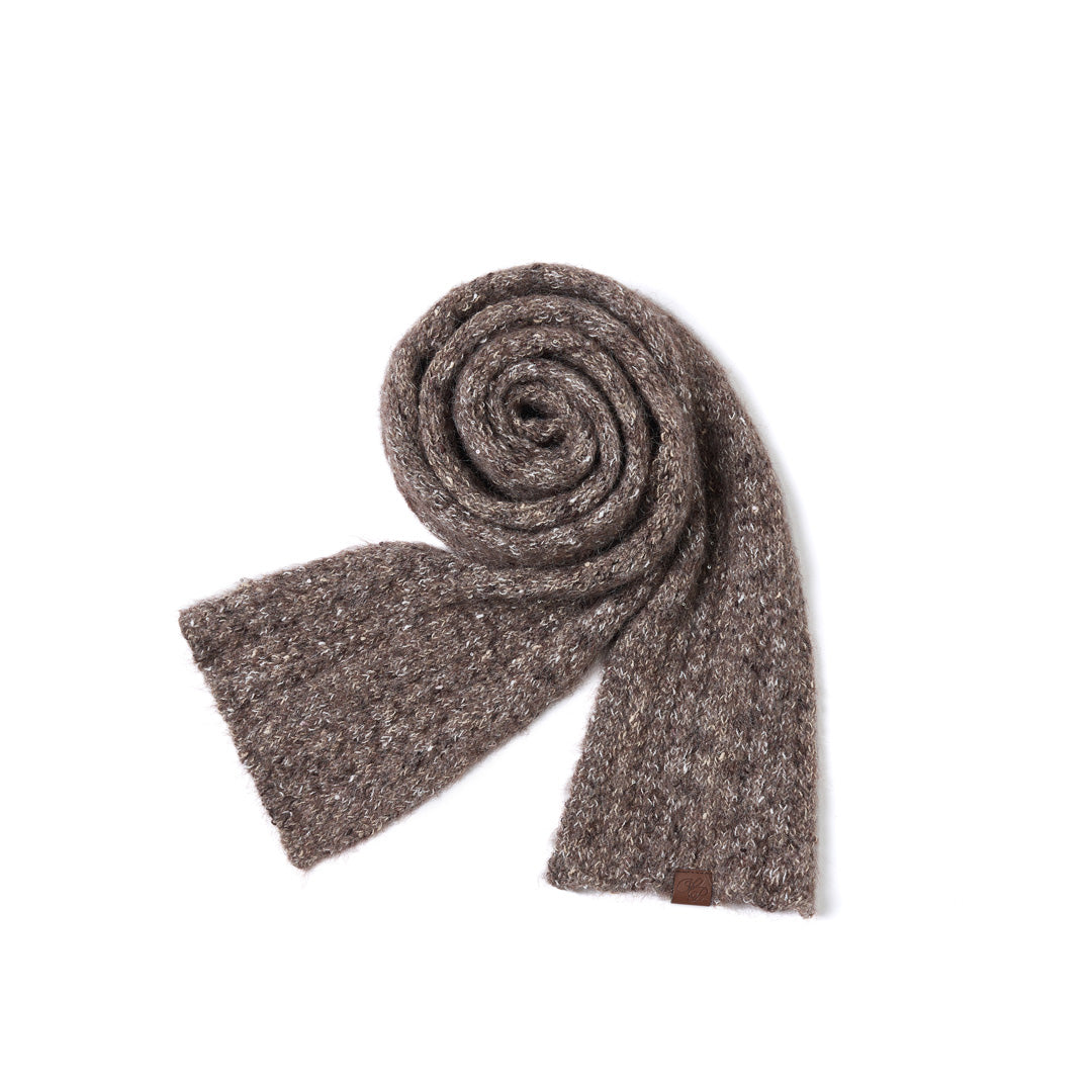 VIA PITTI VIADK783 Off shoulder mixed color woolen sweater + scarf set