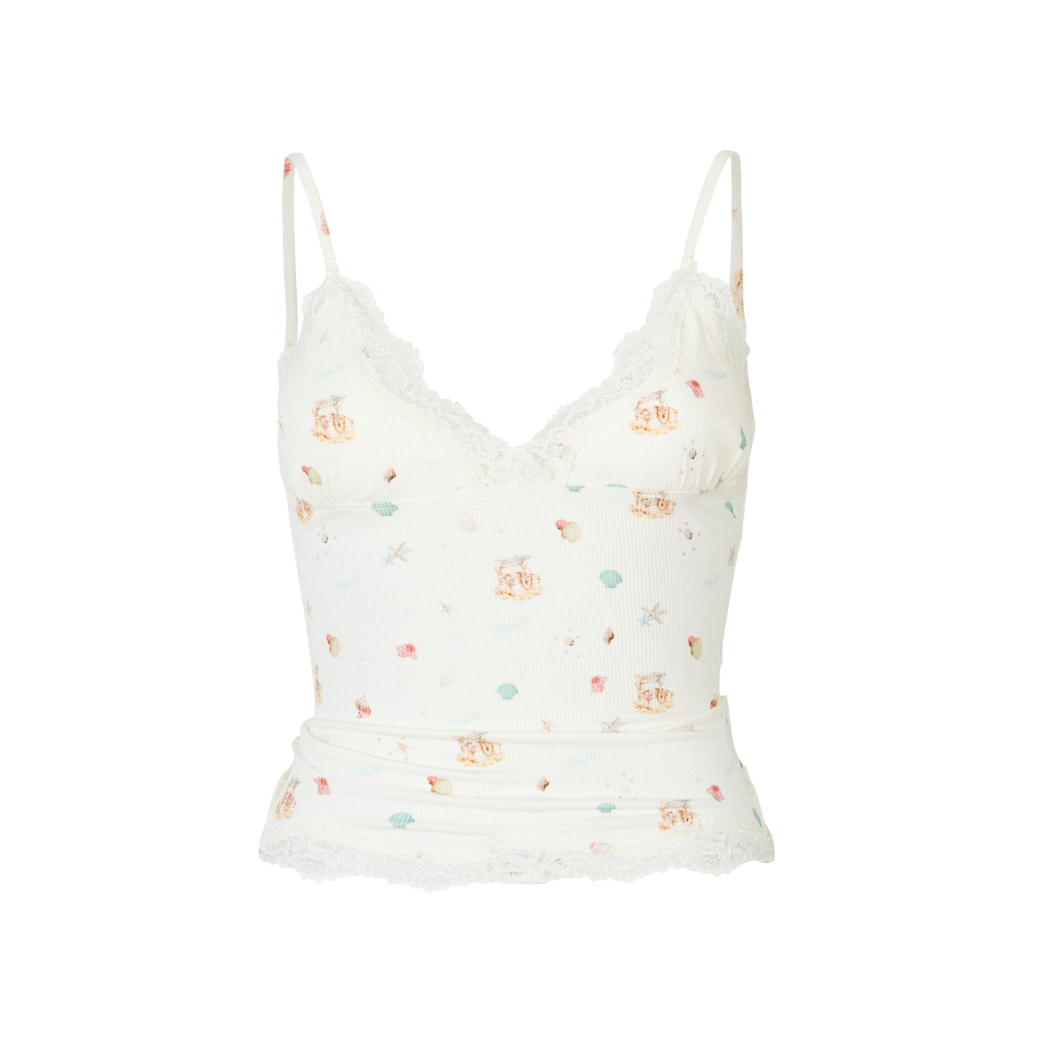 VIA PITTI VIABTP339 Printed lace edge vest (2color)