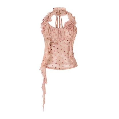 VIA PITTI VIABTP253 Flower ribbon halter neck vest (2color)