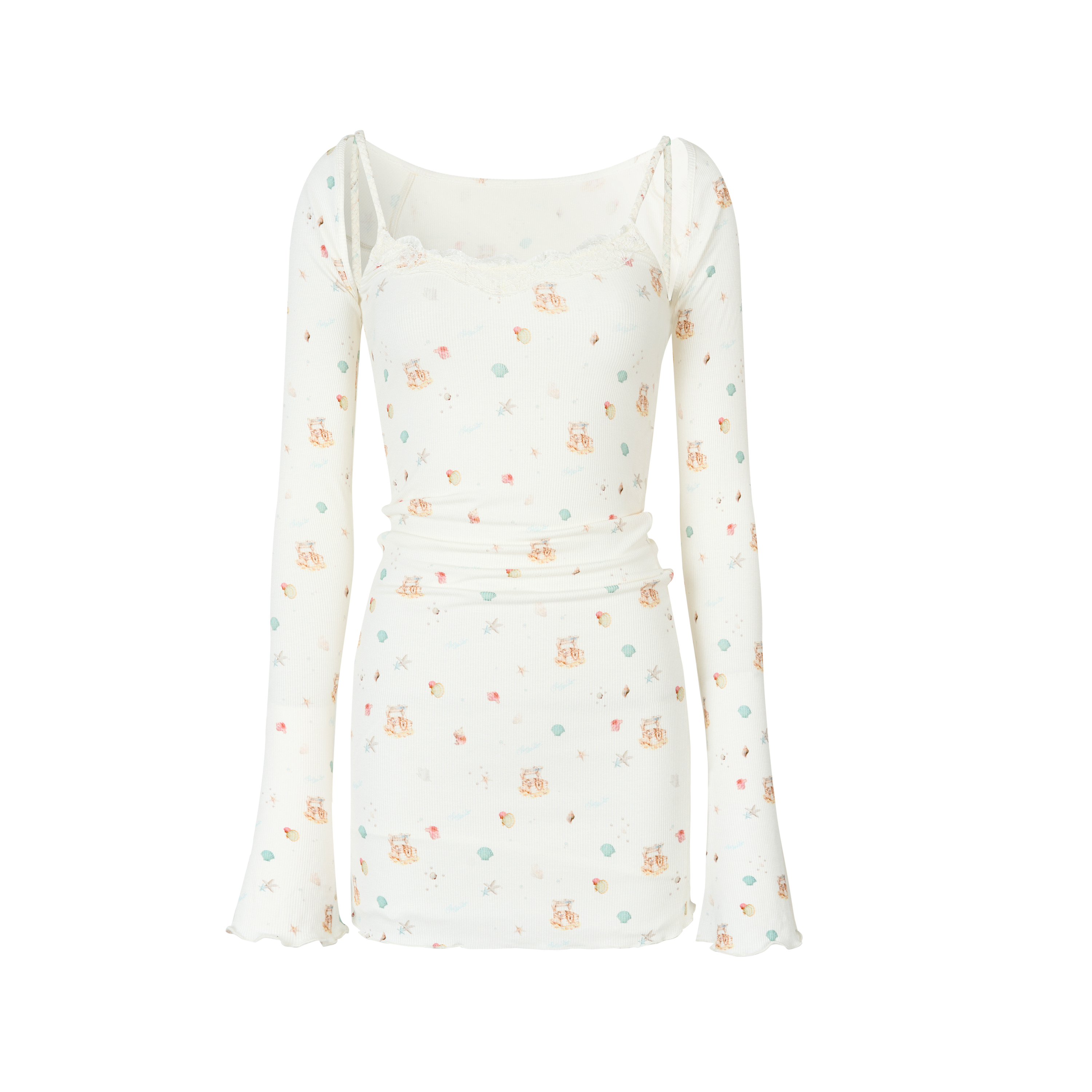 VIA PITTI VIABD342 Printed lace dress + top set (2color)
