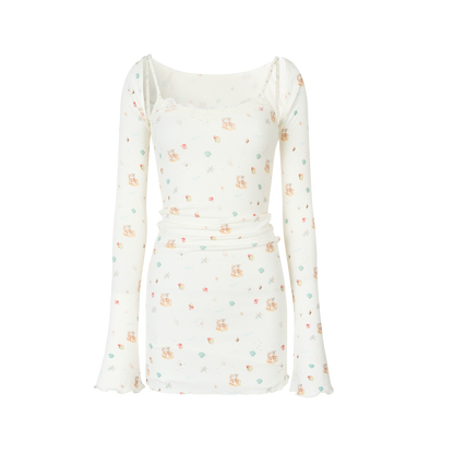 VIA PITTI VIABD342 Printed lace dress + top set (2color)