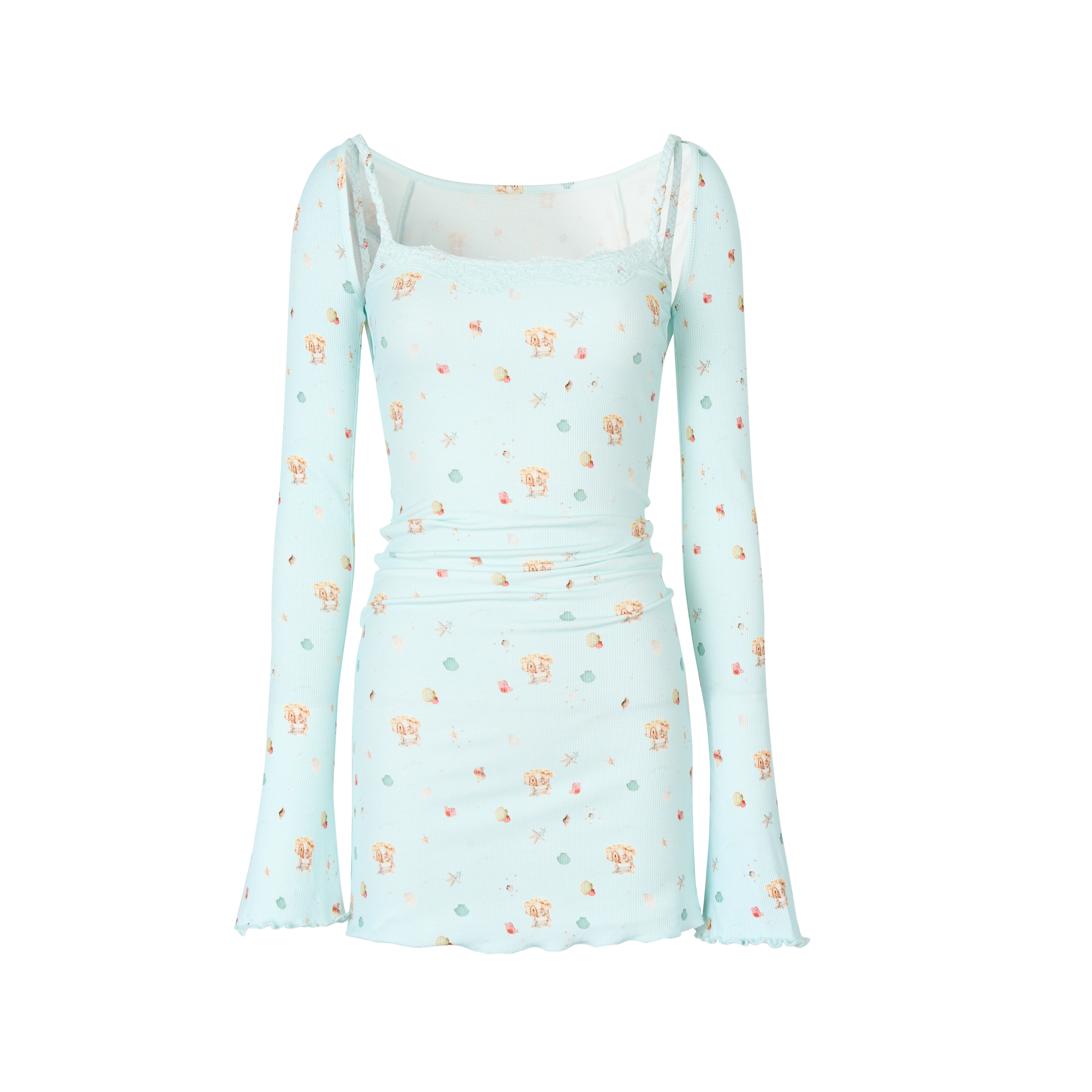 VIA PITTI VIABD342 Printed lace dress + top set (2color)